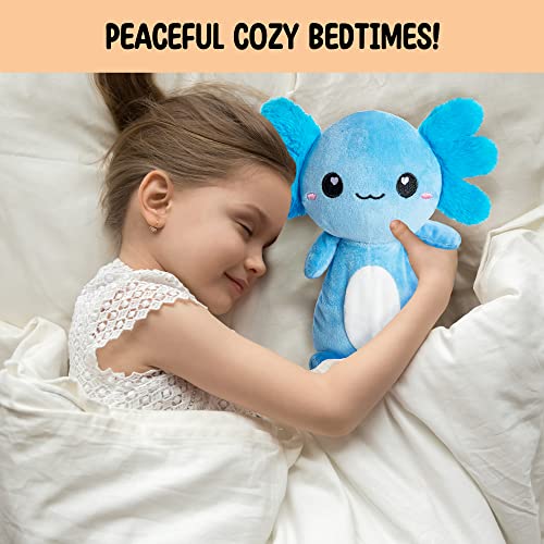 Axolotl Microwavable Stuffed Animals Unscented Heating Pad, Blue, 1.5lbs Soft Cozy Kawaii Hot and Cold Plushie Heating Pad for Women and Kids, Cute Warm Pillow Plush Gifts for Axolotl Lovers - color: Blue Axolotl