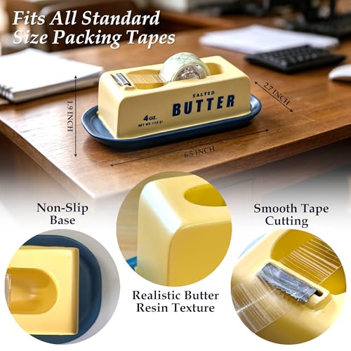 Resin Butter Shaped Funny Tape Dispenser, Novelty Packing Tape Dispenser