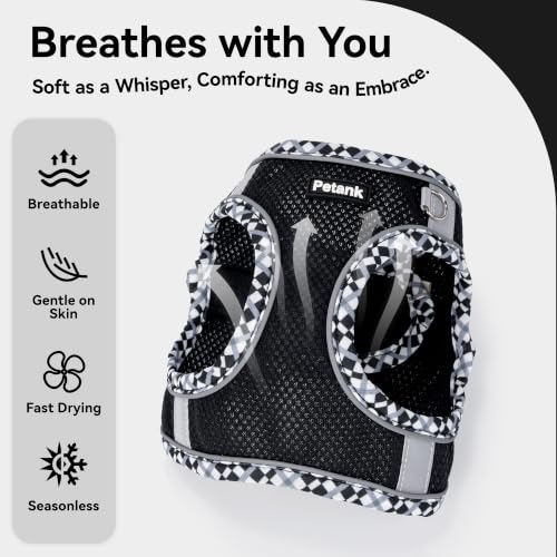 Petank Step in Dog Harness No Pull and Leash for Small Medium Dogs Cats. - color: Black, size: XXXS