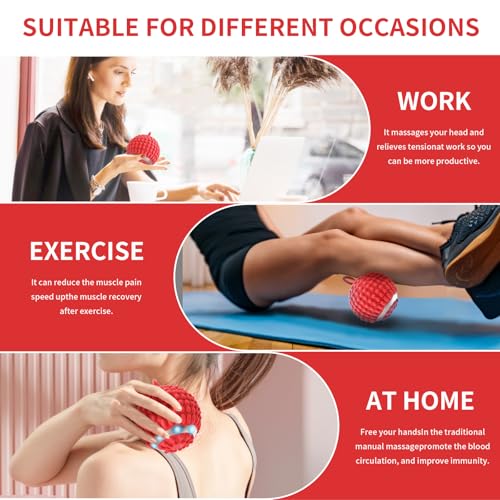 Physical Vibration Therapy Ball, Presents Gifts for Women,Rechargeable Vibrating Massage Ball 4-Speed Mode, Hand Therapy Balls, Relief Hand Tremors (Parkinson), Stress Relief