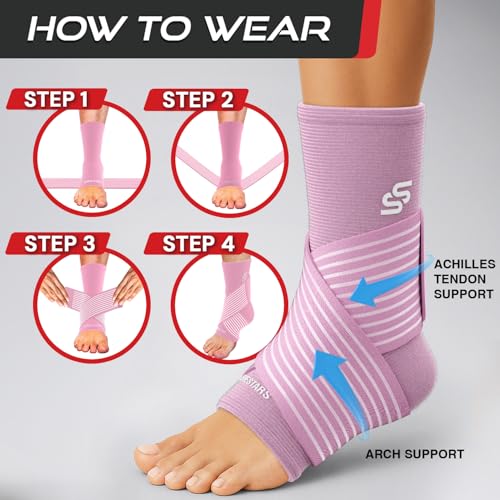 Sleeve Stars Ankle Brace Men & Women Support (Single/S:9"-10"/Baby Pink) - color: Baby Pink, size: Small