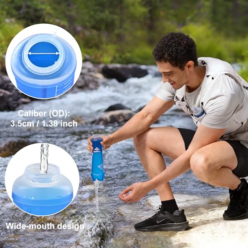 500ml Soft Flask, 2 Pack TPU Collapsible Water Bottle for Running - color: 500ml Blue