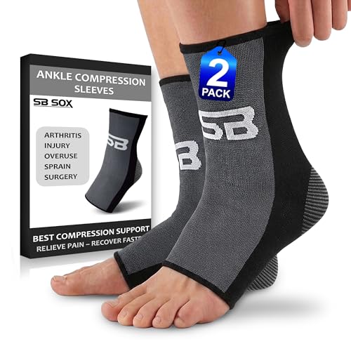 SB SOX Ankle Brace Compression Sleeve for Men & Women - color: Black/Gray, size: Small