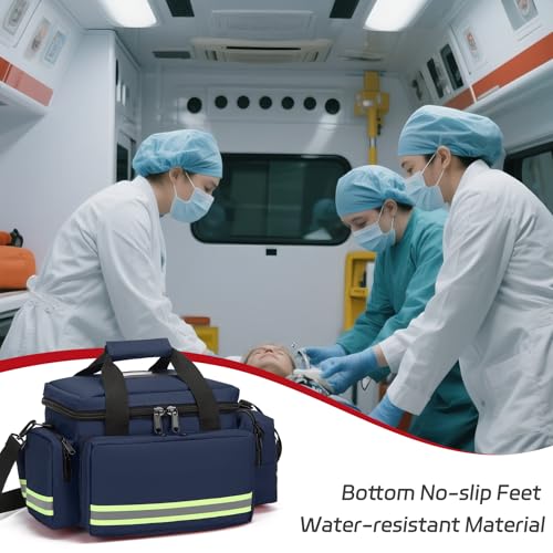 Medical Bag Empty Emergency Bag Medical Bag Organizer Professional First Responder Trauma Bag，First Aid Bag with Detachable Dividers for Nurses,Home Health Care, EMT(Bag Only) - color: Blue