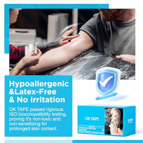 OK TAPE Tattoo Aftercare Bandage with Sliding Cutter 10.2 in x 2 yd - size: 10in × 2.8yds