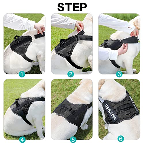 MUMUPET Custom Dog Harness Vest with 2 Personalized Name & Phone Patches - color: Black-Custom, size: Medium