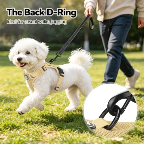 PoyPet Mesh Dog Harness, Reflective Breathable Puppy Vest for Small Dogs - color: Khaki, size: S