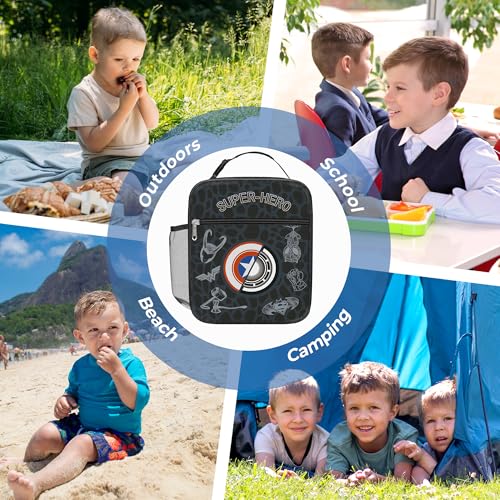 Clastyle Kid Lunch Box for Boy Insulated Lunch Bag Back to School, Hero - color: Emblem