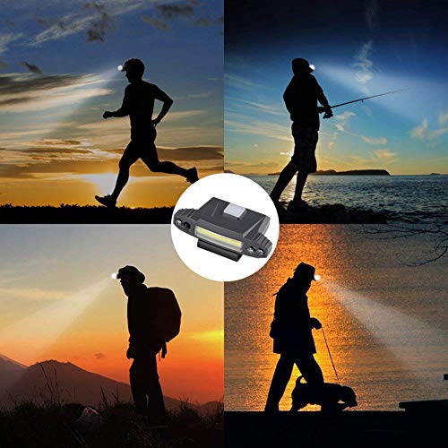 LED Rechargeable Clip-On Hat Light,COB Hands-Free Cap Torch Headlamp with White Light,Green Light and Motion Sensor for Outdoor Activities Such as Camping, Hiking, Fishing, Cycling,Hunting