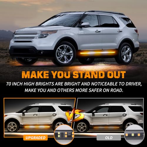 XRIDONSEN 2PCS 60 inch Running Board Lights Amber White Strobe Light Strip - color: Amber/White