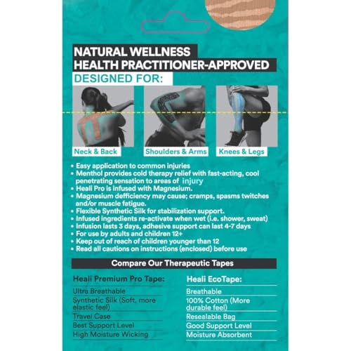 Heali Kinesiology Tape 3 Pack, Magnesium & Menthol Infused, Elastic Sports Tape, Shoulder, Knee, Elbow, Ankle, Waterproof, Latex Free, Muscle Recovery, K Tape, Black Zebra - color: Black Zebra, size: 3-Pack