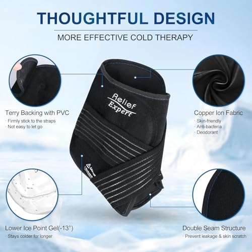 Ankle Ice Pack Wrap with Compression – Reusable Cold Gel Pack for Foot and Achilles, Dual Strap Design with Soft Plush Lining, Flexible Cold Therapy for Ankle Support - 2 Packs - style: 2 Packs