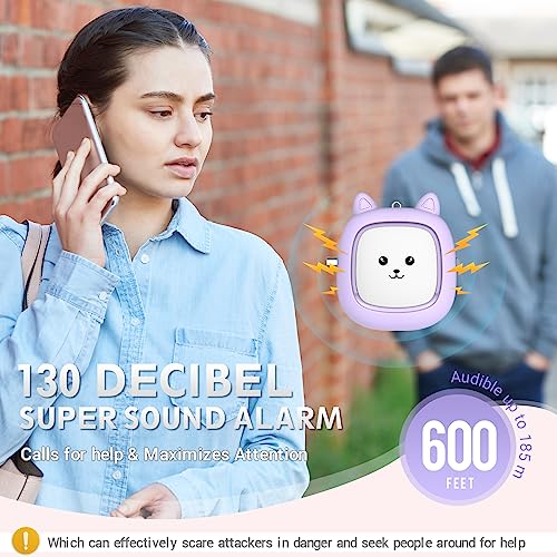 Safe Sound Personal Alarm, 130 dB Loud Siren Song Emergency Security Alarm Keychain with LED Light, Personal Sound Safety Siren for Women, Men, Children, Elderly(Purple) - color: Purple