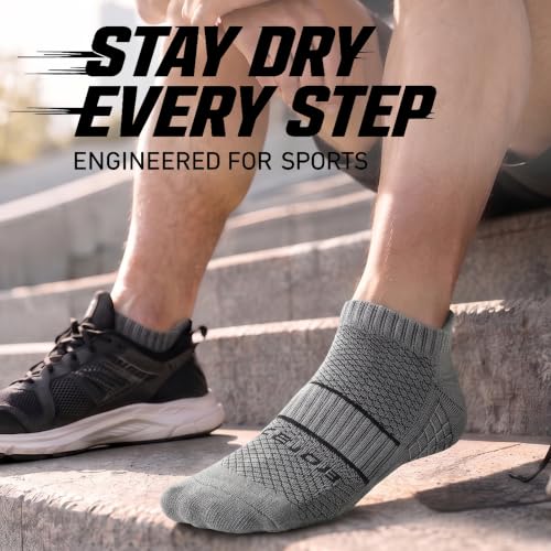 Running Socks Men Size 10-13 Ankle Height with Heel Tab for Athletic - color: 6 Grey, size: X-Large