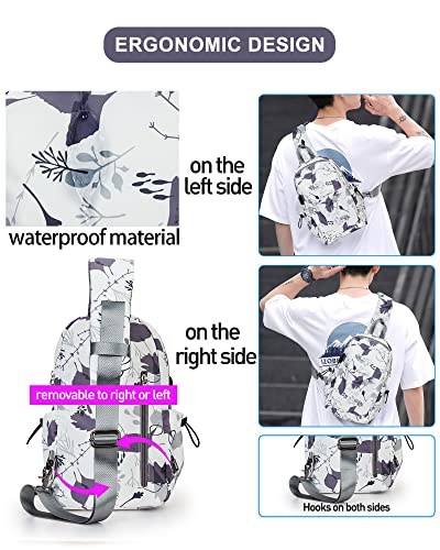 Small Tactical Sling Bag Crossbody Backpack Shoulder Bag for Men Women, Daypack Anti-Theft Cross Body Motorcycle Chest Bags, One Strap Backpack for Walking Biking Travel Cycling Leaf White - color: Beige