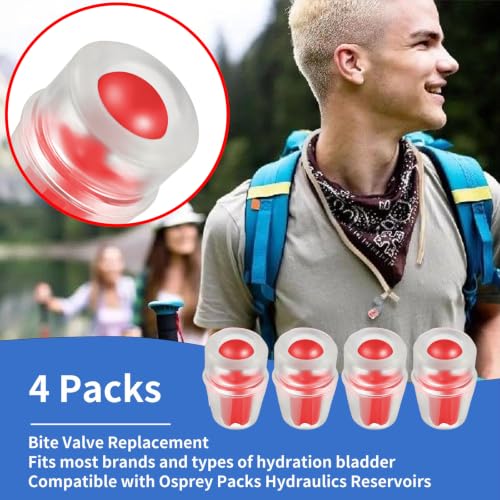 Bite Valve Replacement Mouthpiece Fit for Hydration Pack Bladder Water Backpack and Most Brands(4-Pack), with Shutoff Valve and Tube O-Ring - color: 4 Red