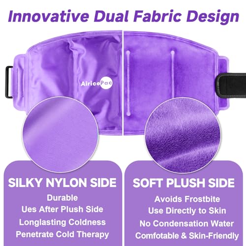 AiricePac Large Ice Pack for Injuries Reusable Gel for Lower Back, Cold Packs Wrap for Shoulder, Knee, Elbow, Hip, Leg, Soft Cold Compress,16 × 9",Purple - style: PURPLE-1