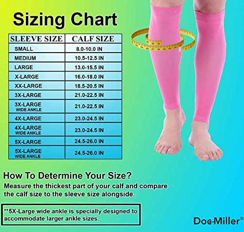 Doc Miller Calf Compression Sleeves 30-40 mmHg for Men & Women, 1 Pair - color: Pink, size: Small