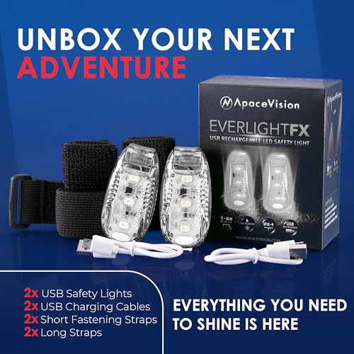 EverLightFX USB Rechargeable LED Safety Light 2 Pack, Clip On Strobe Light - color: White