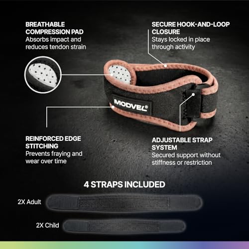 Modvel Patella Knee Brace Strap Adjustable Tendon Support Band, Adjustable Fit, 2-Pack - color: Copper
