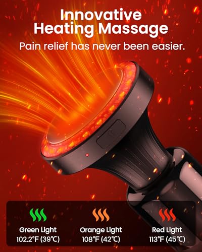 NAPRE Massage Gun with Heat,Deep Tissue Handheld Percussion Back Massager for Muscle/Neck/Body Pain Relief with Long Extension Retractable Handle,32-Speeds,Foldable,5 Adjustable Angles,with Carry Case - color: Classic Black