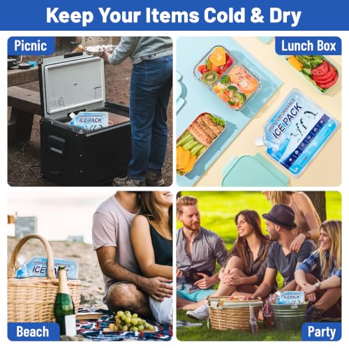Reusable Ice Packs for Cooler, Freezer Ice Packs for Lunch Boxes, Cooler Ice Packs for Camping Gear, Fishing - size: 2 Medium + 2 Large