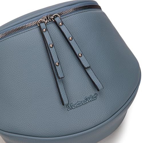 Montana West Crossbody Bag for Women, Vegan Leather Bum Bag with Coin Purse - color: Jean