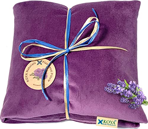 KOYA Naturals Soft Velvet Flax Seed Pillow with Lavender - Microwave Heating Pad – Microwavable Moist Heat Pack – for Neck, Muscle, Joint, Stomach Pain, Menstrual Cramps – Warm Wrap (Purple) - color: Purple