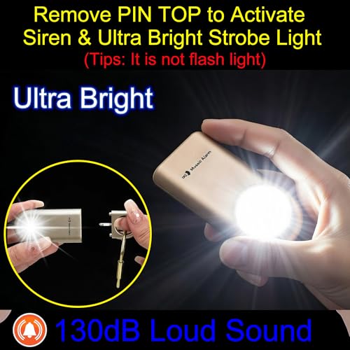 130db Personal Safety Alarm with Ultra Bright Strobe Light. Black - color: Black, style: Button cell