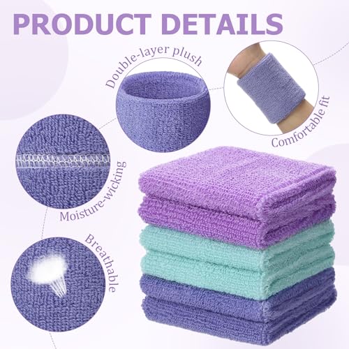 WILLBOND Wrist Sweatbands - color: Light Purple, Light Lavender, Sky Blue