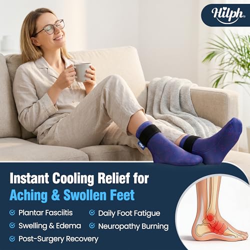 Hilph Ice Pack Socks for Full Foot Pain Relief 2Pcs, Hot Cold Therapy Socks - style: Blue