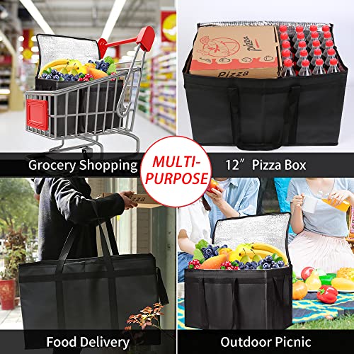 1-Pack Insulated Food Delivery Bag with Hard Bottom, 3X-Large, Black - color: Black, size: 3X-Large with Hard Bottom