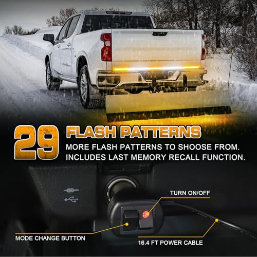 XRIDONSEN 60 inch Tailgate Lights Amber White Rear Strobe Lights - color: Amber/White