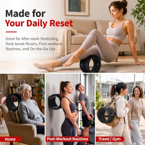 GymCope 10in Back Roller, Foam Roller for Exercise, Spine-Safe Groove - color: Black