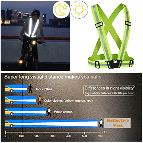 10 Pack Reflective Running Vests with Slap Bands, High Visibility Safety Reflective Reflector Vest Running Gear for Night Walking Cycling Hiking Jogging - color: D-3pcs Green Vests