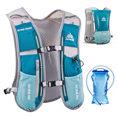 TRIWONDER Running Vest Hydration Pack Backpack for Men & Women, Lightweight Trail Marathon Run Race Vest for Cycling Jogging - color: 01 Light Blue - with 1.5L Water Bladder