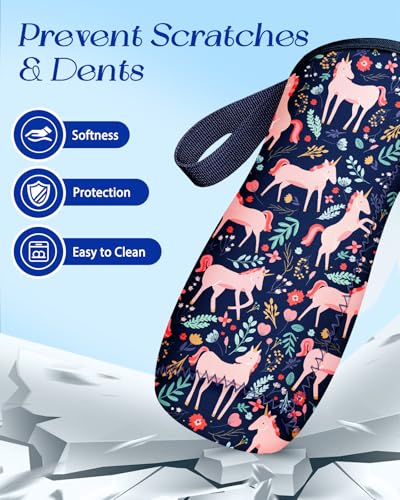 Water Bottle Sleeve for Cirkul 22 oz - Bottles Cover Holder Carrier Bag with Handle Strap - color: Pink Dark Purple