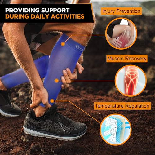 Doc Miller Calf Compression Sleeves 30-40 mmHg for Men & Women, 1 Pair - color: Blue, size: Small