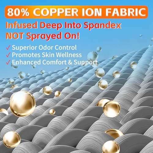 Hiball Copper Calf Compression Sleeves for Men & Women, Lower Leg Support Braces, Footless Graduated Compression Socks for Varicose Veins, Shin Splint, Lymphedema, Calf Pain Relief, Running (1 Pair) - size: X-Large