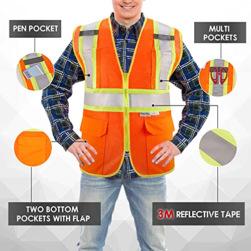 3M High Visibility Reflective Safety Vest Orange,M - color: 3m, size: Medium