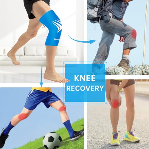 Extended Leg Knee Ice Pack Wrap Sleeve for Knees Injuries Reusable 2 Pack - color: Blue-2pack