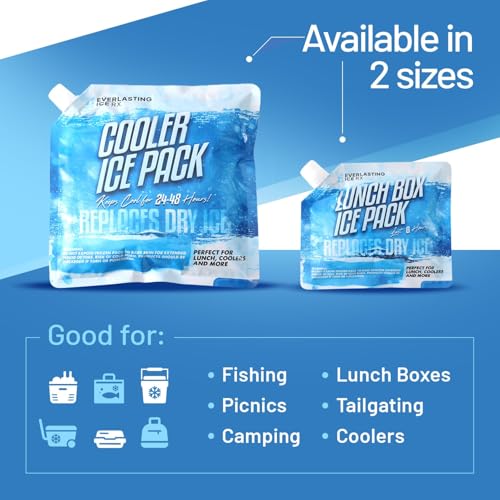 Everlasting Ice RX Reusable Ice Packs for Cooler (4 Pack) Up to 48 Hours Freezer Packs for Coolers and Lunch Boxes Cooler Ice Packs for Lunch Box, Camping, Fishing, Beach, Road Trips - size: Medium 7.5" x 6.5" (4 Pack)