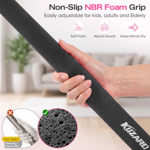 Yoga Stick, Mobility Stick for Stretching, Adjustable Exercise Stick - color: Black
