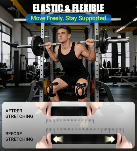 Precut Kinesiology Tape for Knees, 24 Pcs Individual Packaged (Black) - color: Black, size: 24PCS