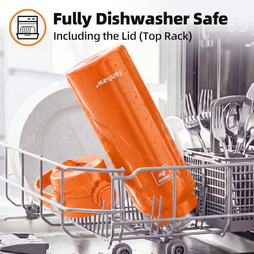 Fanhaw 24oz Stainless Steel Water Bottle with 2-in-1 Lid, Herorange - color: Herorange