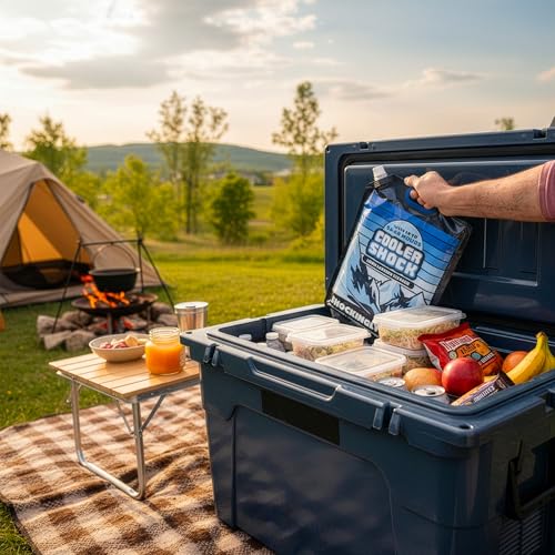 Cooler Shock Reusable Ice Packs for Cooler - Long Lasting Cold Freezer Packs for Coolers and Lunch Boxes - Cooler Ice Packs for Camping Gear, Fishing, Road Trips, Beach Must Haves - style: Large - With Handle - 3pk