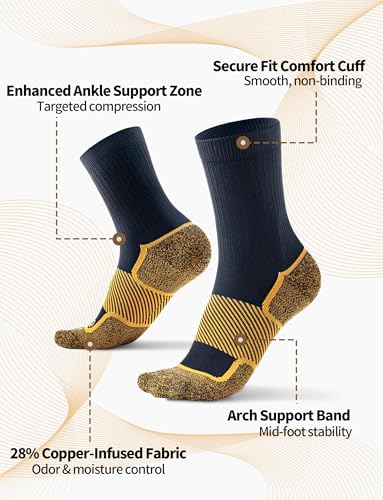 3 Pairs Copper Crew Compression Socks 20–30 mmHg for Women & Men - color: 3 Pairs - Copper, size: X-Large
