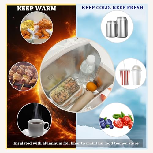 12Pcs Disposable Insulated Lunch Bags Thermal Cooler Bag for Food Delivery - color: White, size: 9.45"(H) x 9.45"(L) x 5.91"(W)