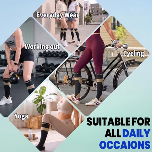 Knee-High Compression Socks For Women,20-30 Mmhg,All Day Comfort - color: Black