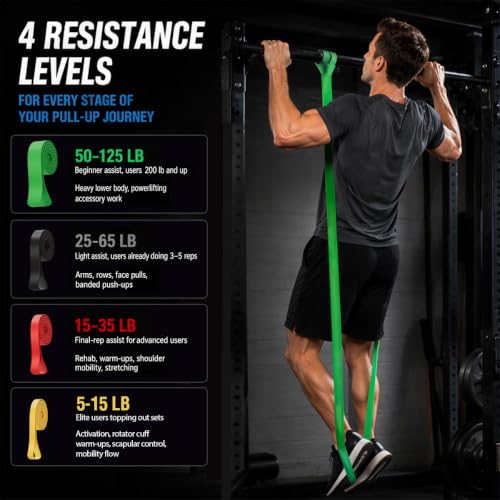 LEEKEY Resistance Bands Set for Pull Up Assistance & Exercise - color: Yellow Multicolor